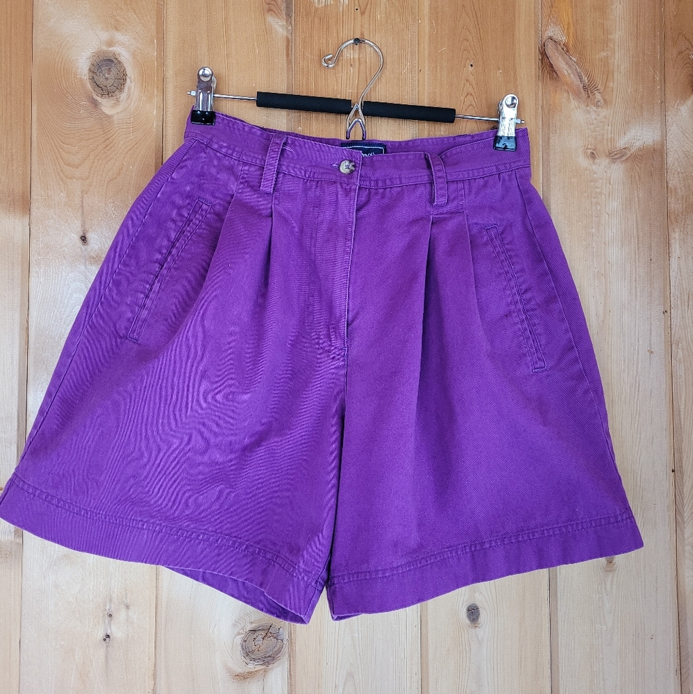 90s high waisted pleated purple shorts